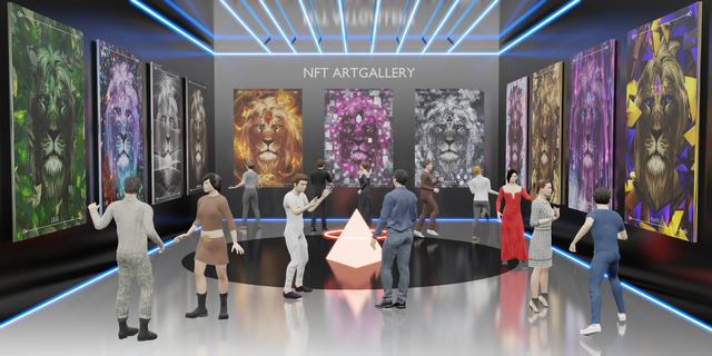 640 nft художественная галерея на ногах аватара метавселенной nftprojects 3d иллюстрации